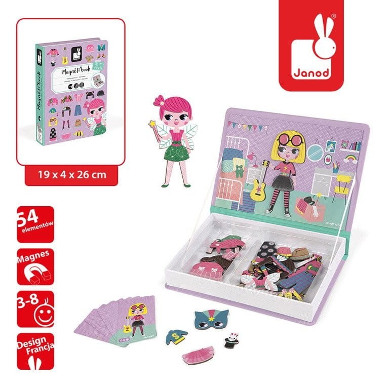 Magnetyczna Układanka Kostiumy Dziewczynka Magnetibook - Janod