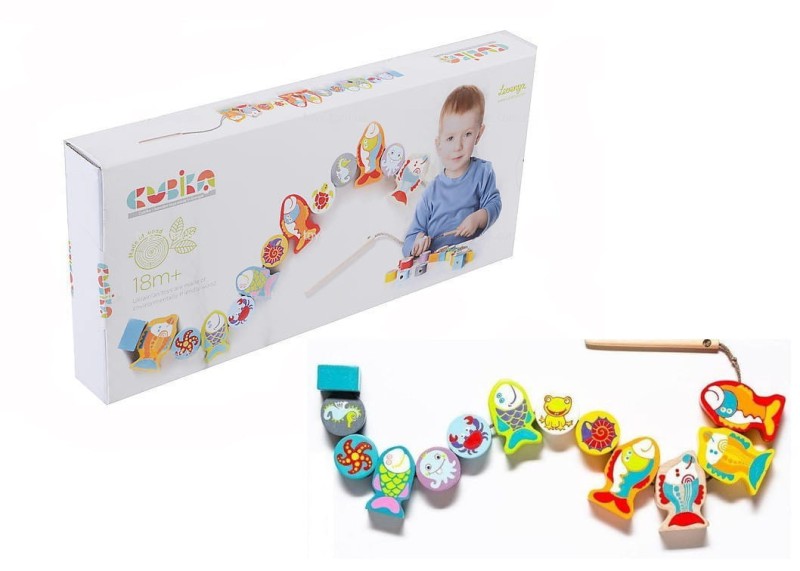 Drewniane klocki nawlekanka Rybki - Cubika