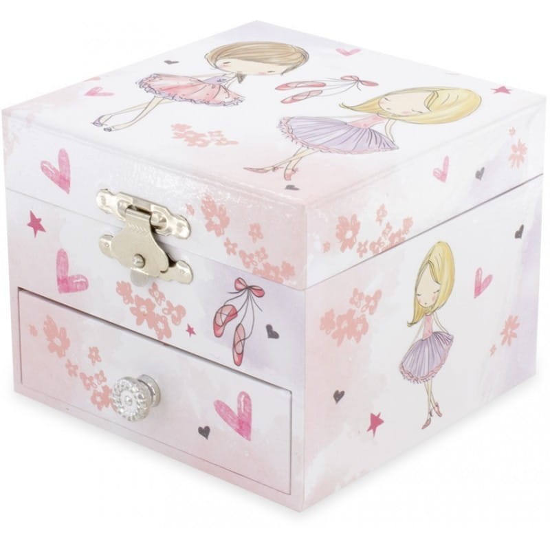 Różowa Szkatułka z Pozytywką Dziewczynki Balet - Ulysse