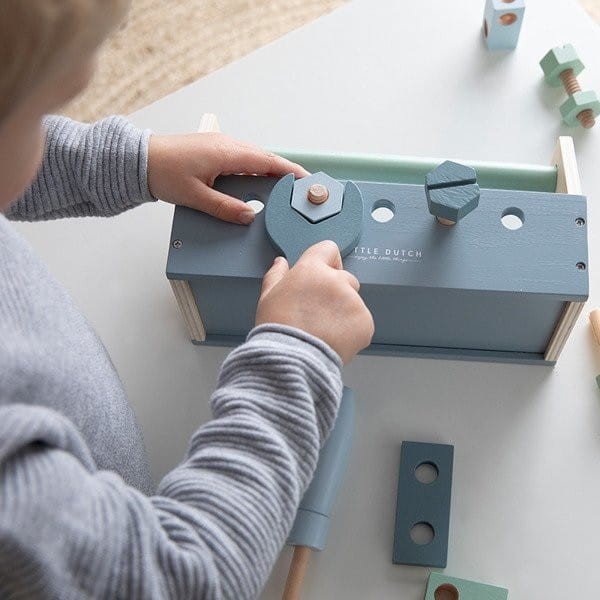Skrzynka z Drewnianymi Narzędziami i Śrubami Toolbox - Little Dutch