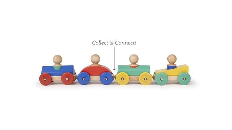 Drewniane klocki magnetyczne BABY & TODDLER Pomarańczowe Auto - TEGU