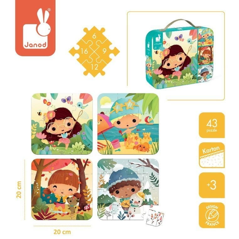 Puzzle progresywne 6-9-12-16 elementowe Pory roku - Janod