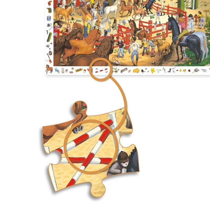 Puzzle obserwacyjne Konie 200 el. z plakatem - Djeco
