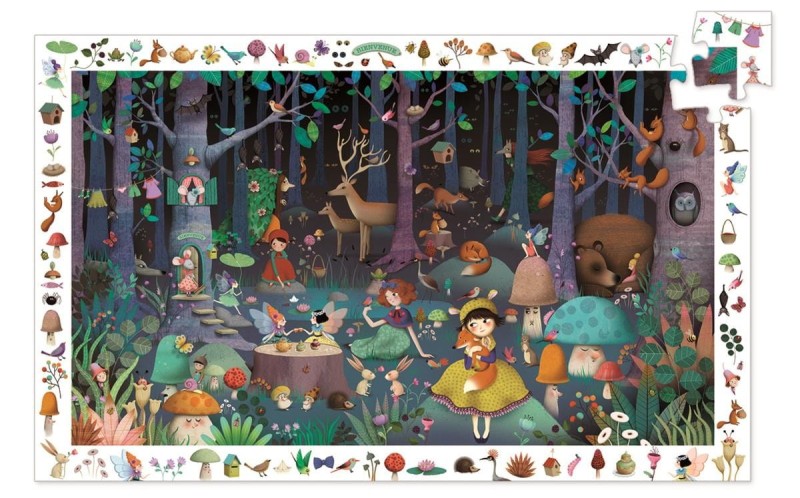 Puzzle obserwacyjne Las 100 el. z plakatem - Djeco