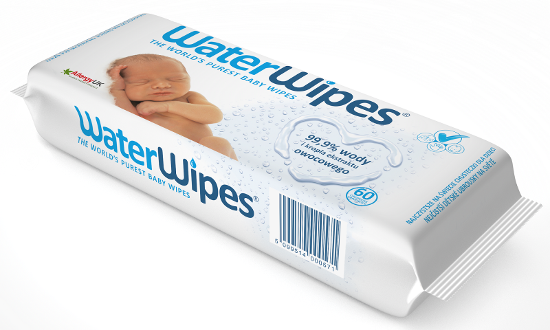 Chusteczki nawilżane nasączane wodą, 60szt - WaterWipes