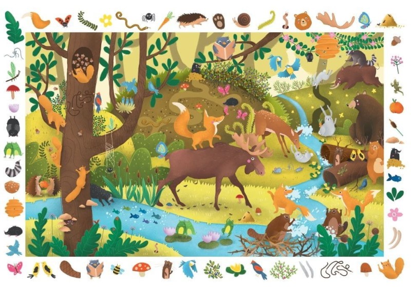 Puzzle obserwacyjne 54 el. Zwierzęta leśne. Kapitan Nauka