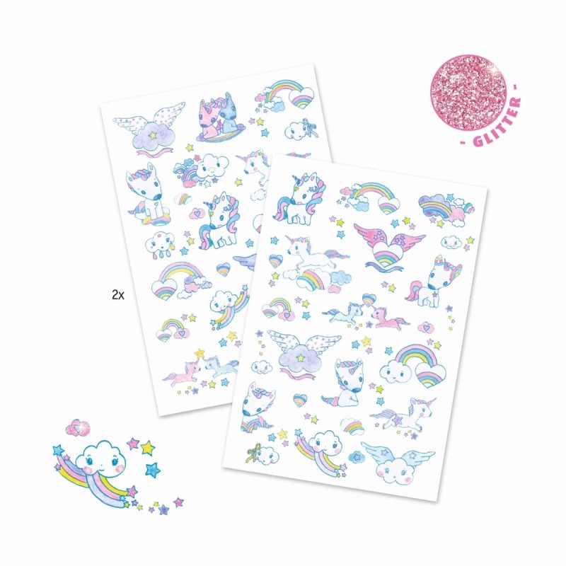 Tatuaże Dziecięce z Brokatem Jednorożce - Djeco