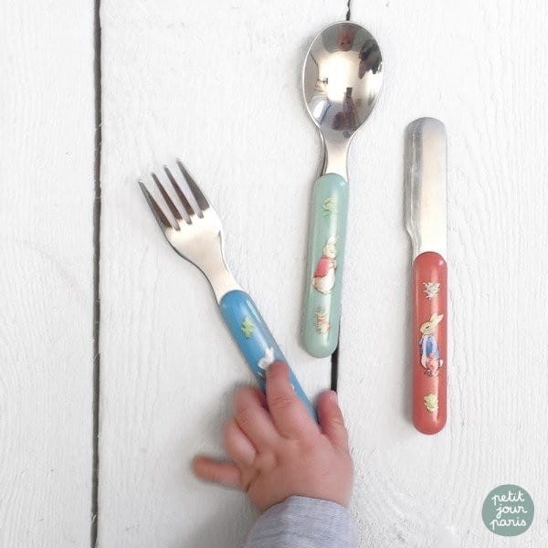 Zestaw sztućców nóż widelec łyżka Królik Piotruś - Petit Jour Paris