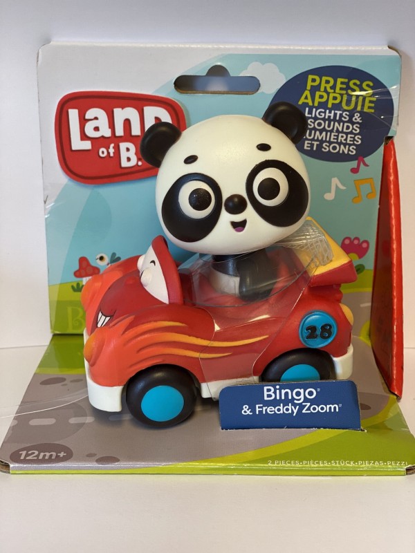 Miękkie autko sensoryczne Panda Bingo & Freddy Zoom - b.toys