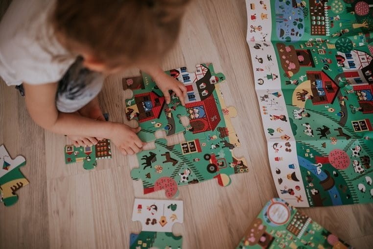 Puzzle obserwacyjne w walizce Farma 24 el. - Janod