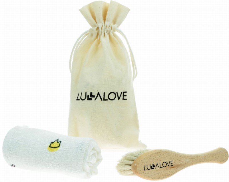 Delikatna szczotka z koziego włosia + myjka korony - Lullalove