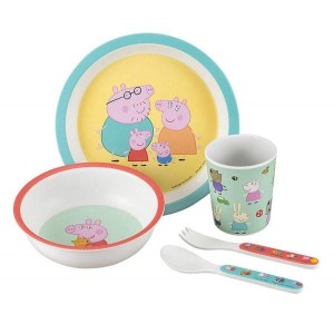 Zestaw naczyń i sztućców Świnka Peppa - Petit Jour Paris
