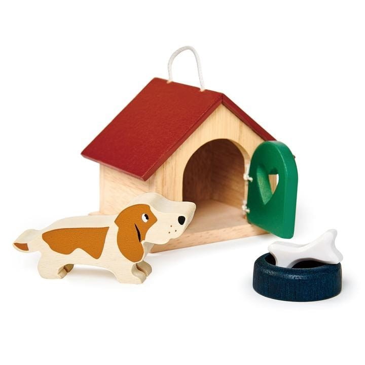 Drewniane figurki do zabawy - piesek z budą, Tender Leaf Toys