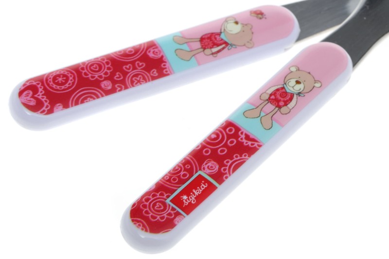 Sztućce dla dziecka widelec i łyżka Misia róż - sigikid