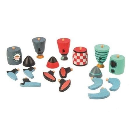 Drewniane rakiety kosmiczne, zabawka konstrukcyjna - Tender Leaf Toys