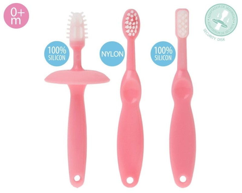 Szczoteczki do dziąseł i ząbków 3 szt., różowe - Kiokids