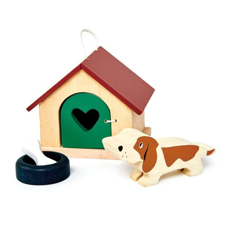 Drewniane figurki do zabawy - piesek z budą, Tender Leaf Toys