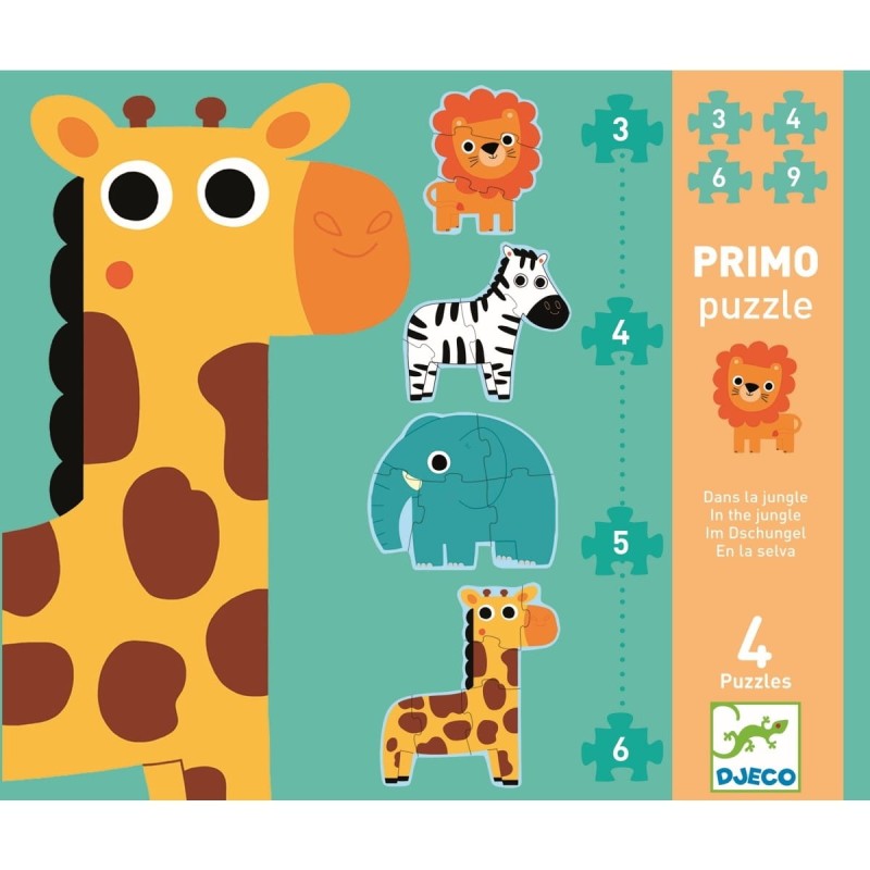 Puzzle progresywne 3,4,5,6 elementów Jungle - Djeco