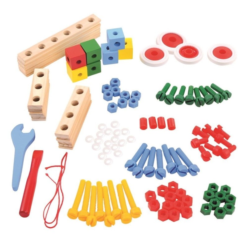 Drewniany zestaw konstruktora 120 elementów - Bino