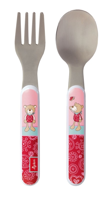 Sztućce dla dziecka widelec i łyżka Misia róż - sigikid