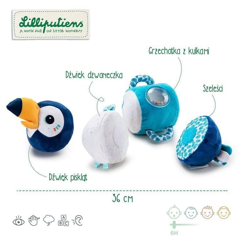 Wałek Klocki Sensoryczne 4-elementy Tukan Pablo - LILLIPUTIENS