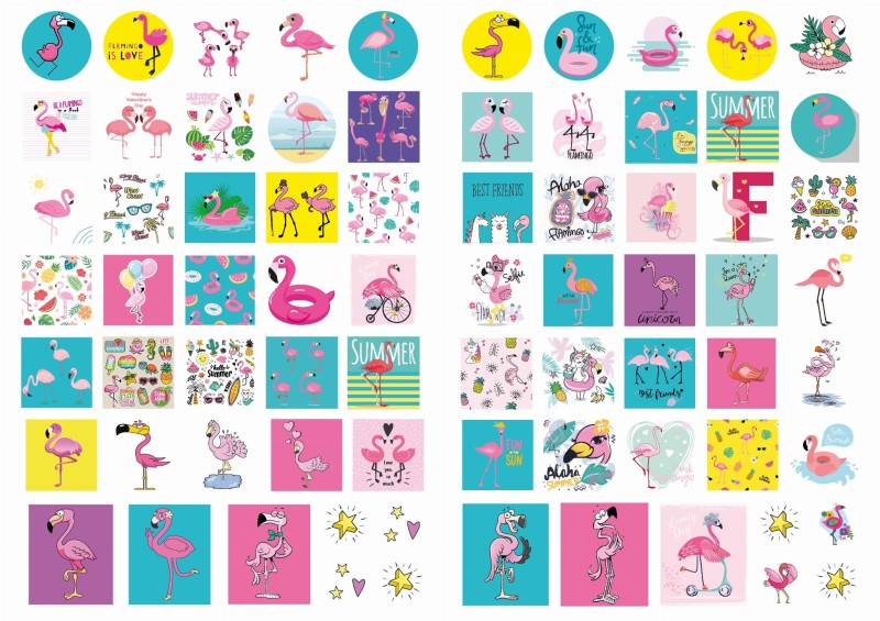Kolorowanka z naklejkami Flamingi - 74 błyszczące naklejki