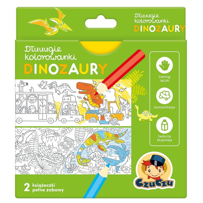 Zestaw 3 rysowanek: kolorowanki DINOZAURY + 2x Szlaczki