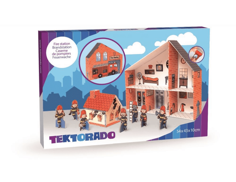 Remiza Strażacka z Kartonu z figurkami - Tektorado