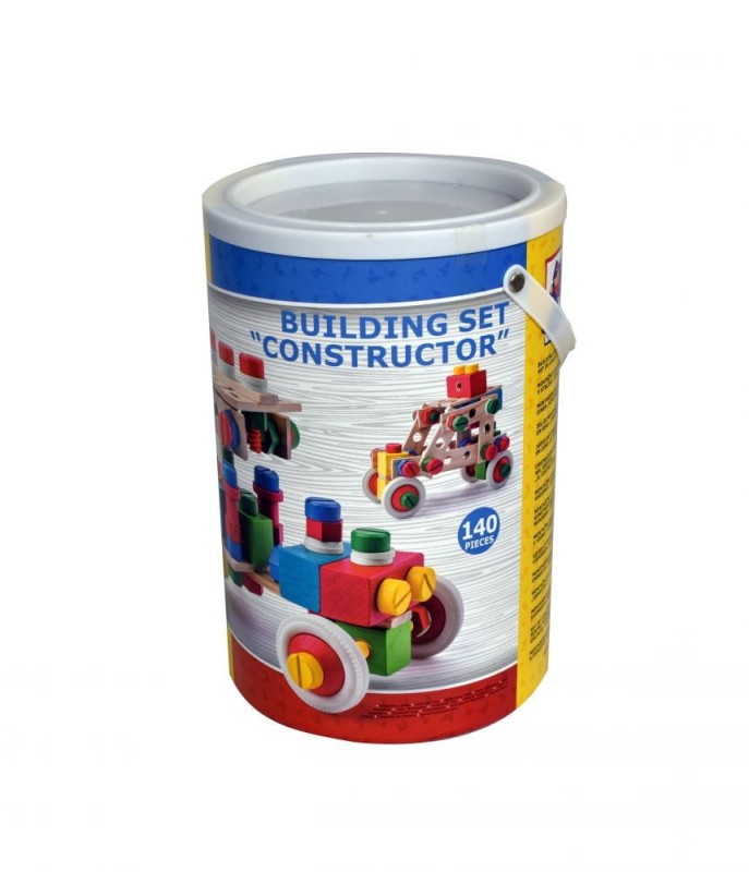 Drewniany zestaw konstruktora 140 elementów - Bino