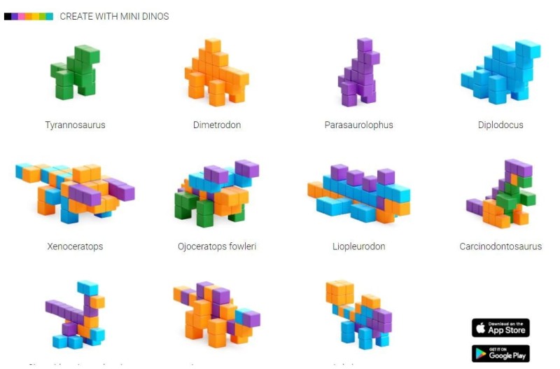 Klocki Magnetyczne 80 el. Mini Dinos - Pixio