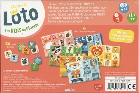 Gra edukacyjna Loto Zwierzątka Świata - Auzou