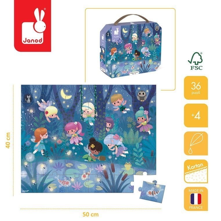 Puzzle w walizce Wróżki i Lilie wodne 36 el. - Janod