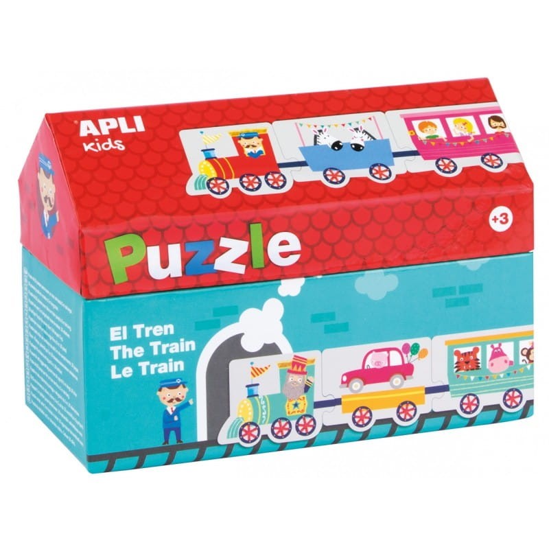 Puzzle Pociąg w kartonowym domku - Apli Kids