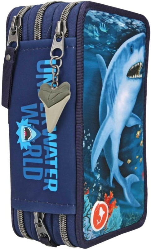 Trójdzielny Piórnik Świecący, z Wyposażeniem Rekin - TOP Model