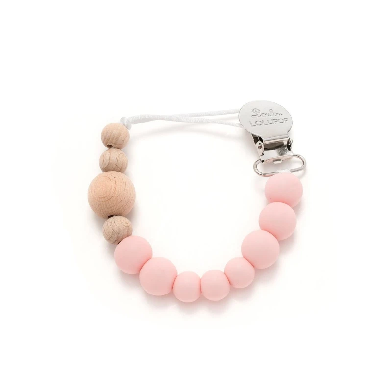 Klips koralikowa zawieszka do smoczka Color Block Delicate Pink - LouLou Lollipop