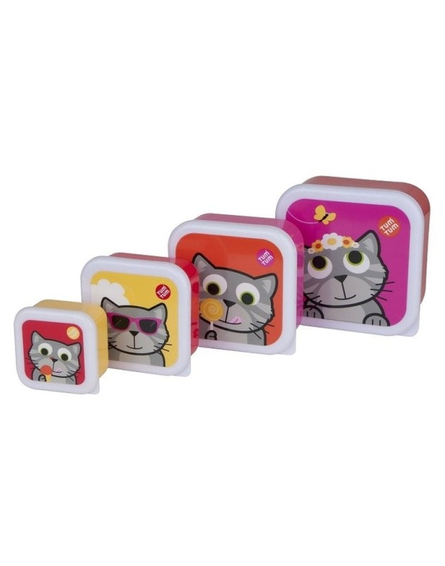 Pudełka 4 Pojemniki na Przekąski Kotek - Tum Tum