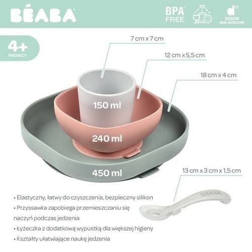 Komplet Silikonowych Naczyń z Przyssawką Eucalyptus - Beaba