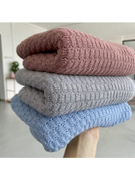Kocyk z Wełny Merino Premium szary 90 x 90 cm - Lullalove