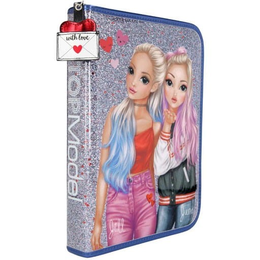 Duży Piórnik z Wyposażeniem Love Letters brokatowy - TopModel