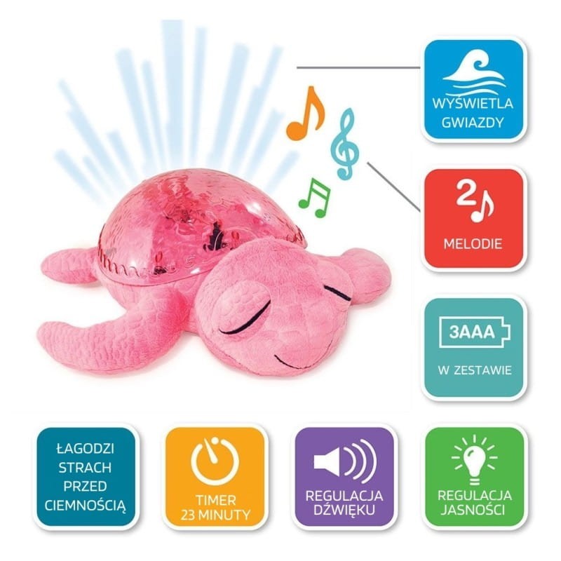 Lampka Nocna z Dźwiękiem Żółw Tranquil Turtle róż - Cloud b