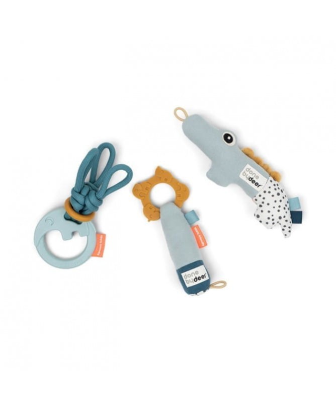 Zestaw Prezent dla Noworodka Grzechotki błękit - Done By Deer