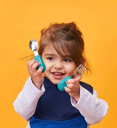 Widelec i łyżka ETAP 2 Niebieski 1-3 lata - Sztućce Nana's Manners