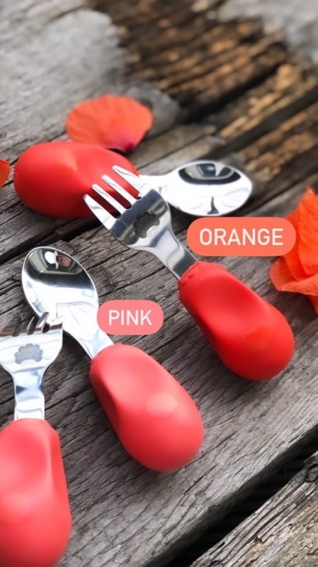 Sztućce Nana's Manners ETAP 2 Widelec i łyżka 1-3 lata Zestaw Pomarańczowy