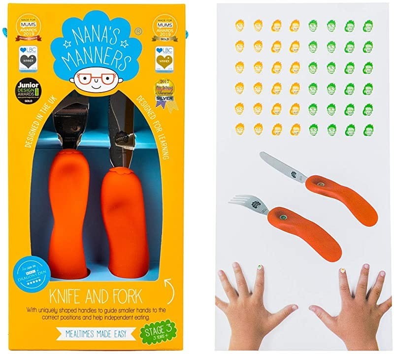 Sztućce Nana's Manners Nóż i Widelec ETAP 3 Pomarańczowy 3-9 lat