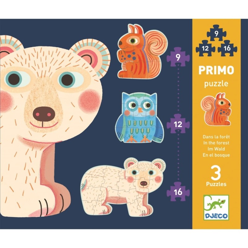 Puzzle progresywne 9,12,16 elementów Primo - Djeco