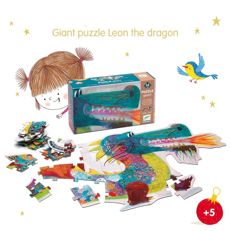 Puzzle kształty Smok Leon 58 el. - Djeco