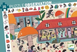 Puzzle obserwacyjne Szkoła Jeży 35 el. z plakatem - Djeco