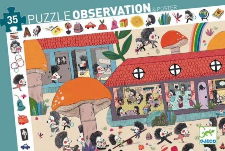Puzzle obserwacyjne Szkoła Jeży 35 el. z plakatem - Djeco