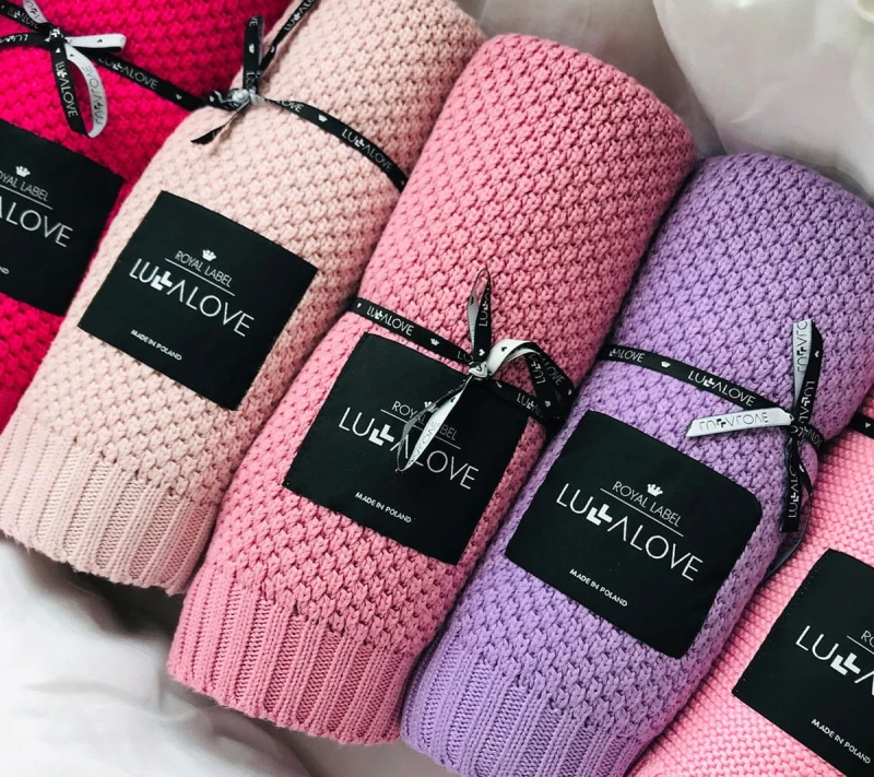 Bambusowy kocyk 80x100 cm Piwonia Splot Makaronik - Lullalove
