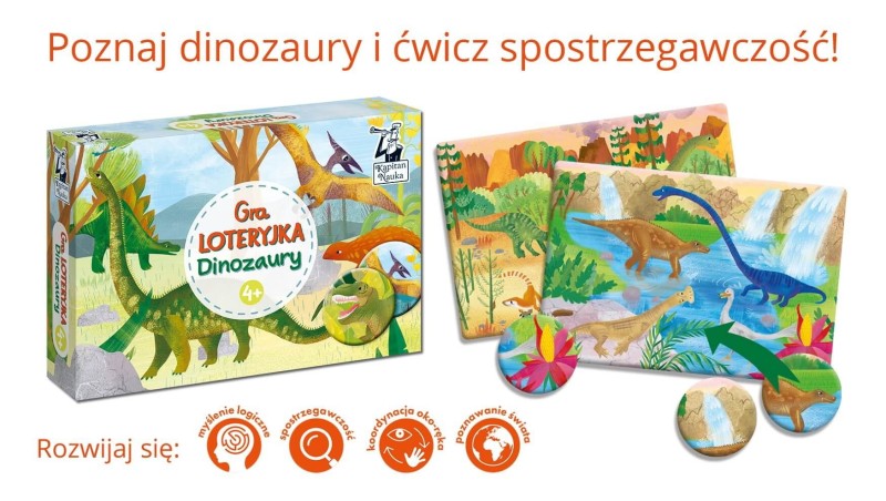 Dinozaury. Gra Loteryjka - Kapitan Nauka